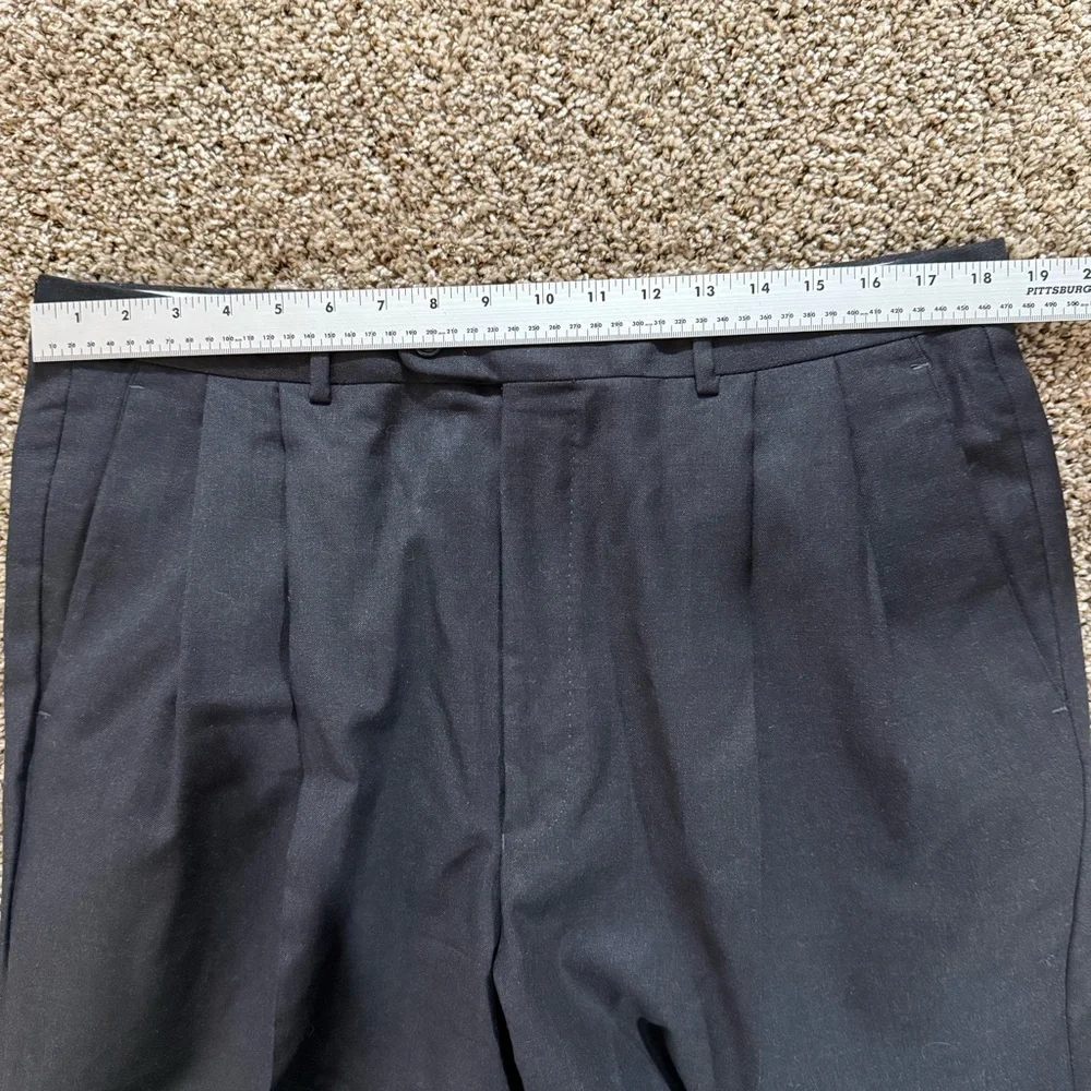 NH 1881 Made in Italy Men 38 Super 120s Tasmanian Wool Pleated Dress Pants Black